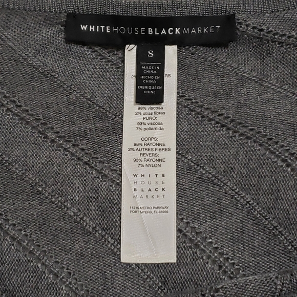 White House Black Market Asymmetric Grey/White Chevron Poncho Sweater Small - Picture 8 of 12